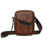 کیف دوشی مردانه چرم قهوه ای زیپ نما کد 05