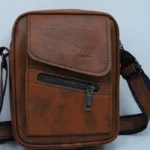 کیف دوشی مردانه چرم قهوه ای زیپ نما کد 05 - Image 3