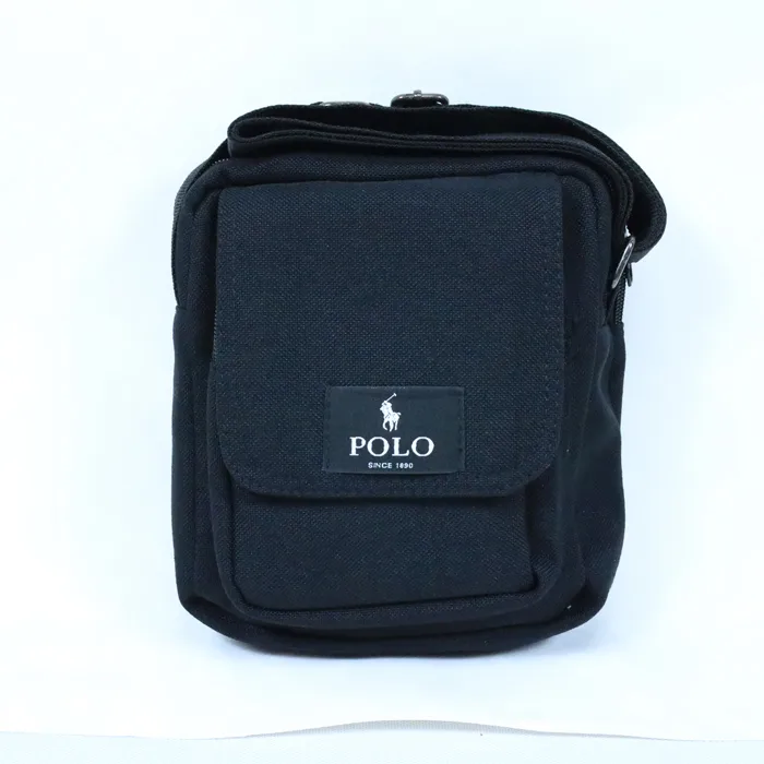 عکس کیف دوشی یکطرفه کتان مشکی polo