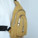 کیف بادی بگ چرم مخملی ساده دودی - Image 2