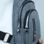 کیف بادی بگ چرم مخملی ساده دودی - Image 5