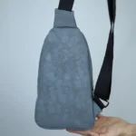 کیف بادی بگ چرم مخملی ساده دودی - Image 6