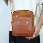 کیف دوشی مردانه یکطرفه چرم مگنتی قهوه ای